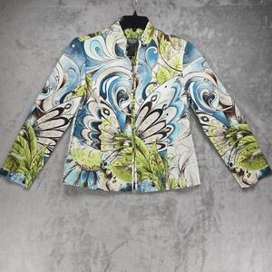 Addition's By‎ Chico's Women's Multicolor Floral Patterned Blazer Jacket Sz 1